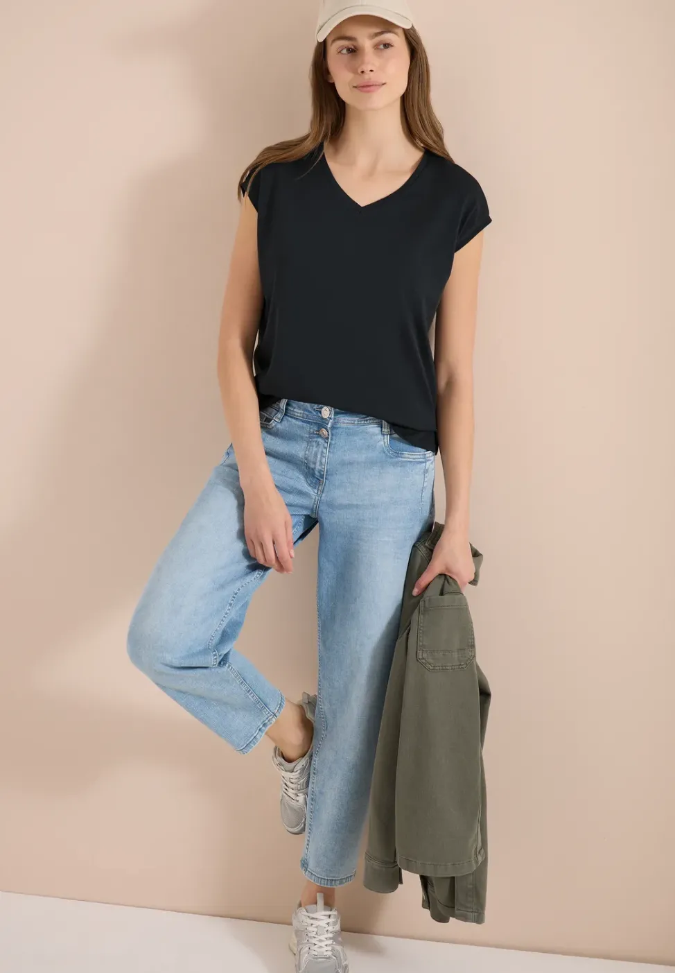 Chemise dropped shoulder avec col en V