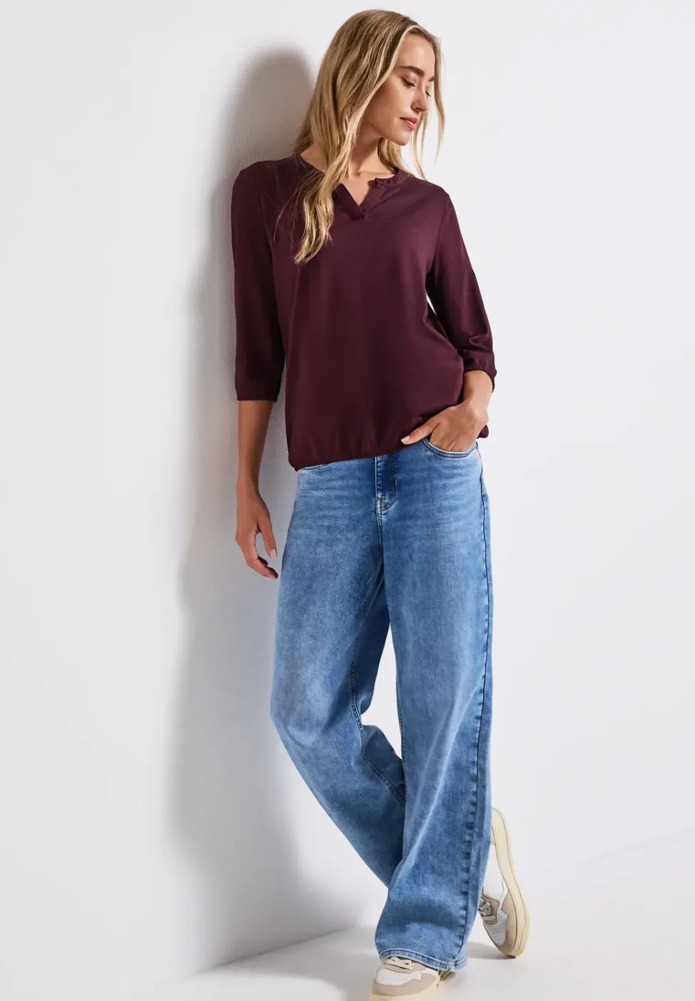 Chemise en jersey à col fendu