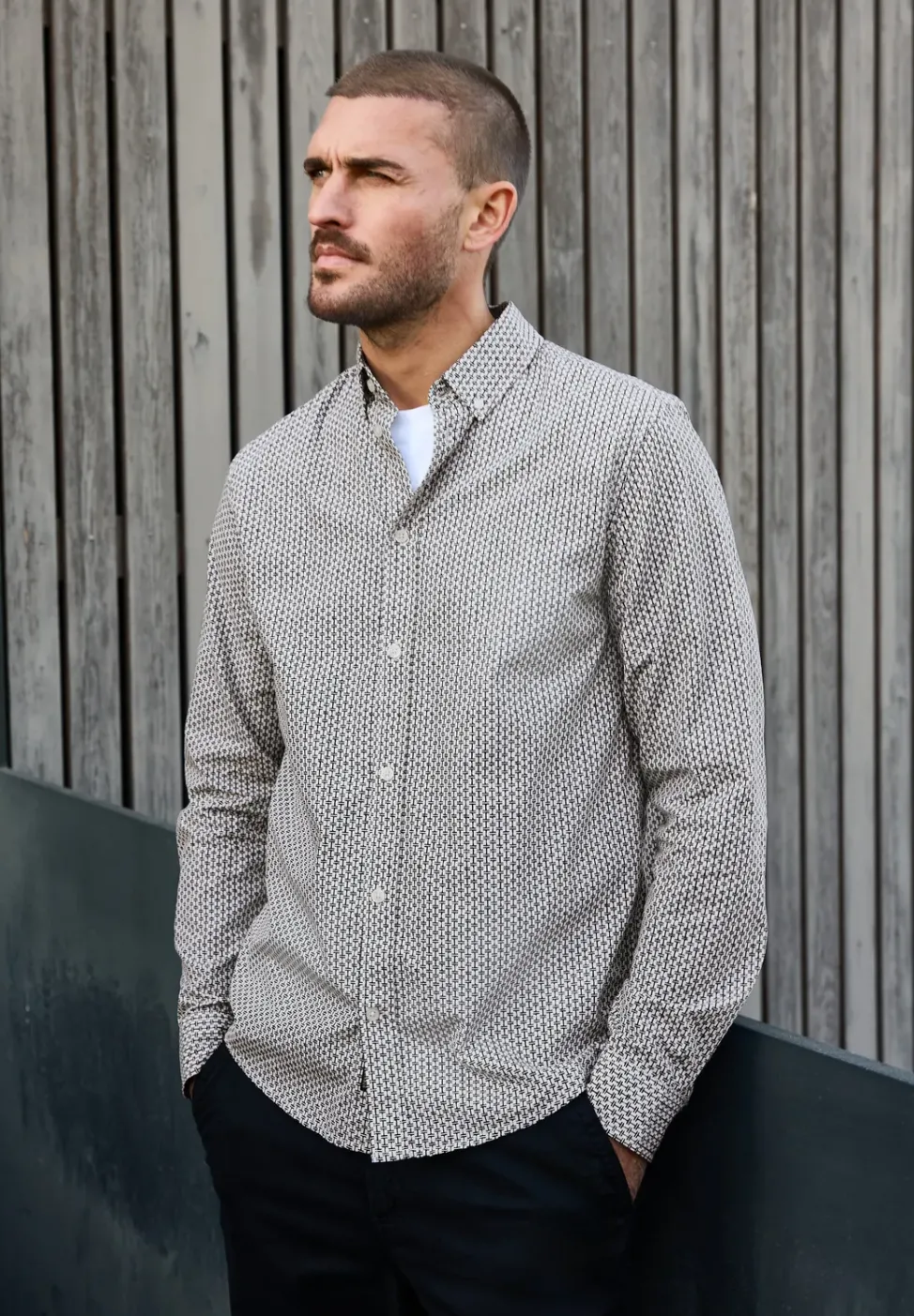 Chemise en popeline à motifs