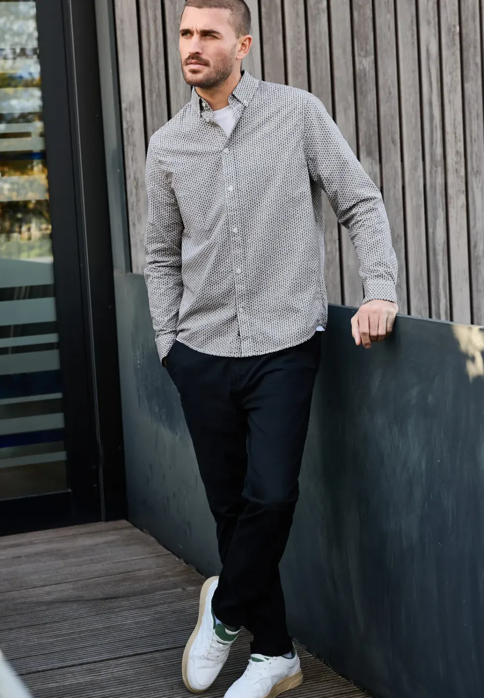 Chemise en popeline à motifs