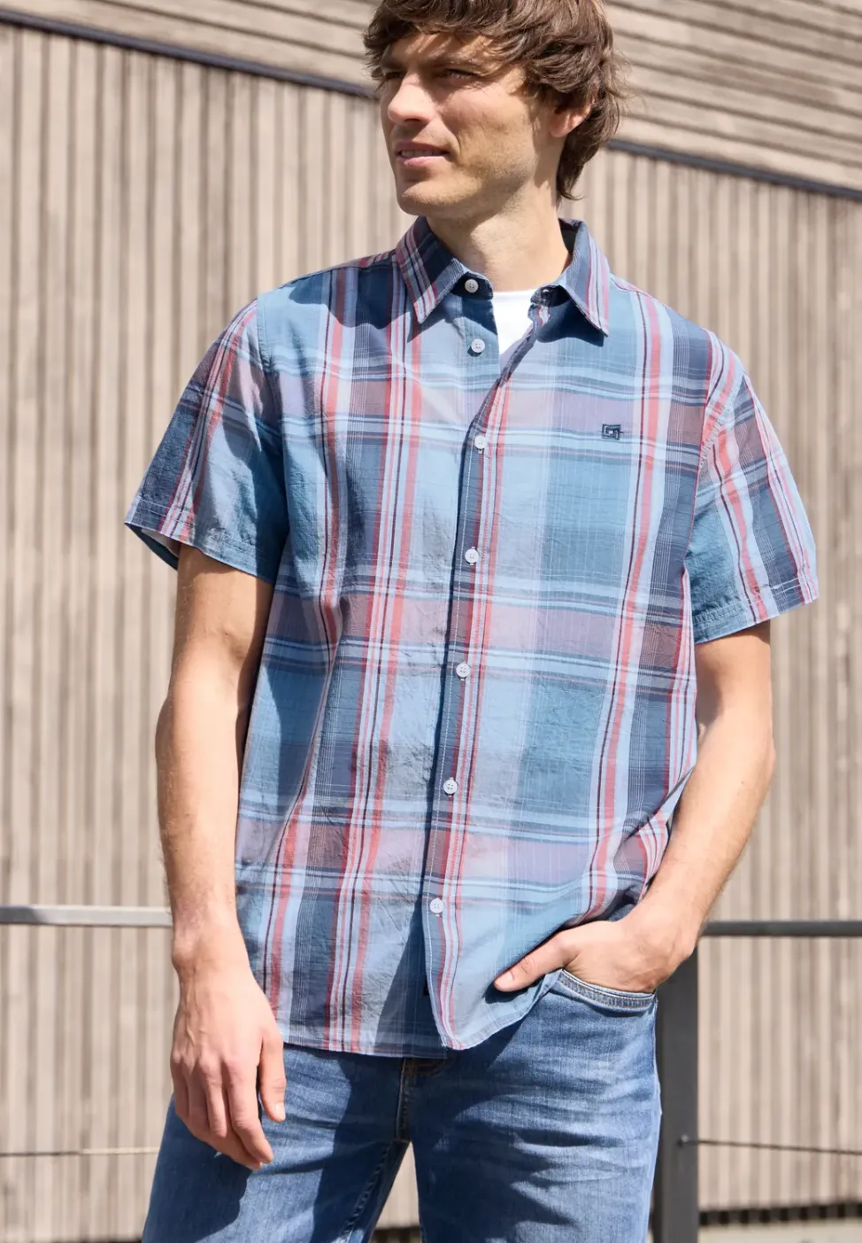 Chemise à manches courtes avec motif à carreaux