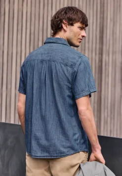 Chemise à manches courtes en denim