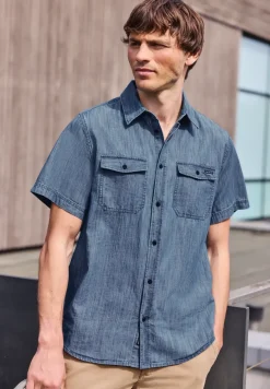 Chemise à manches courtes en denim