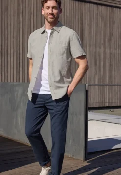 Chemise à manches courtes en lin mélangé