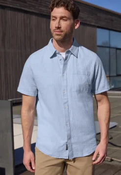 Chemise à manches courtes en lin mélangé