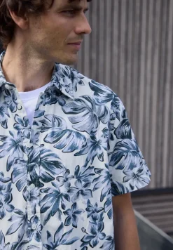 Chemise manches courtes en popeline imprimée