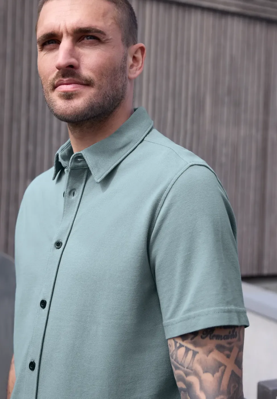 Chemise à manches courtes en qualité piquée