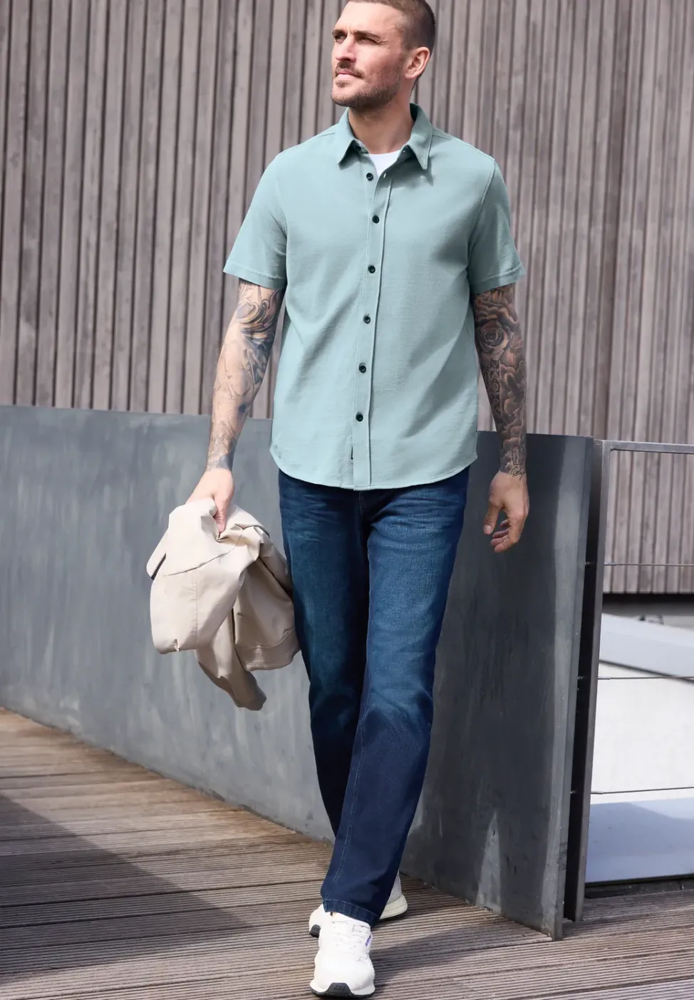 Chemise à manches courtes en qualité piquée