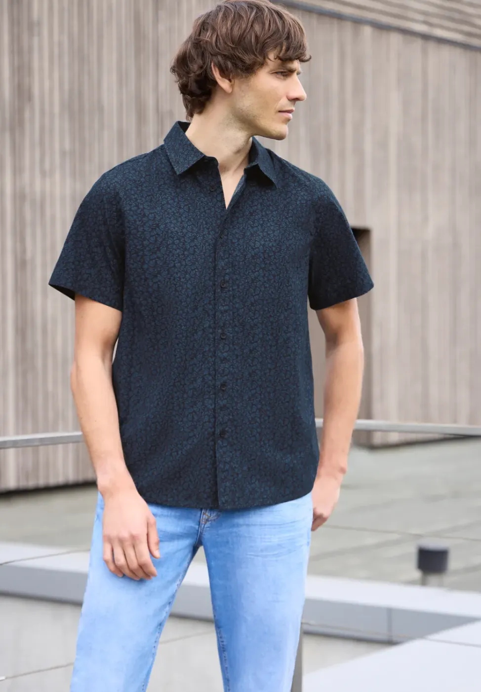 Chemise à manches courtes en qualité popeline
