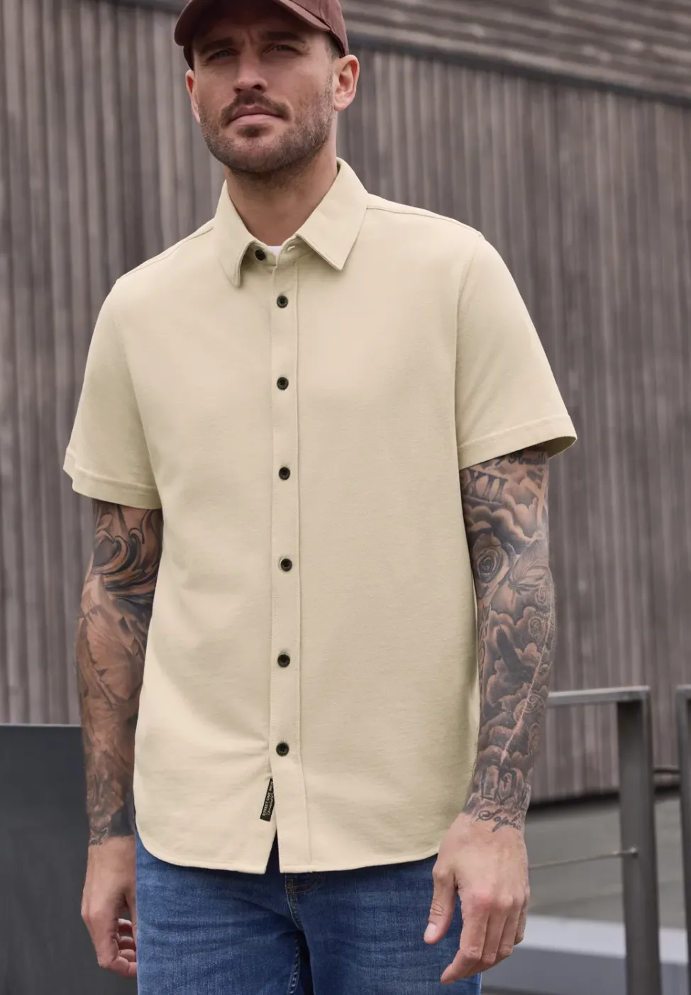Chemise à manches courtes en qualité piquée