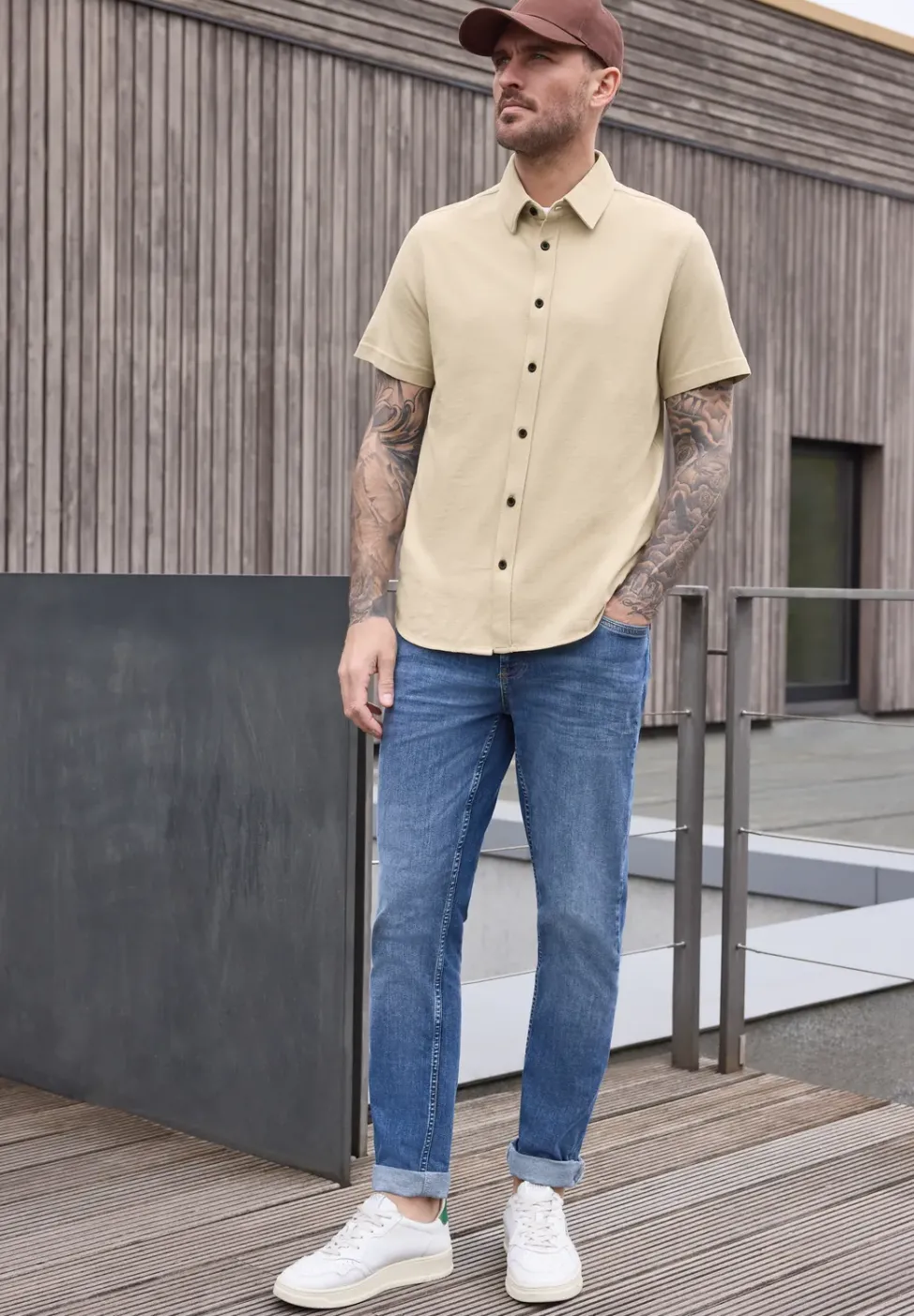 Chemise à manches courtes en qualité piquée