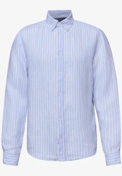 Chemise à manches longues en lin à rayures