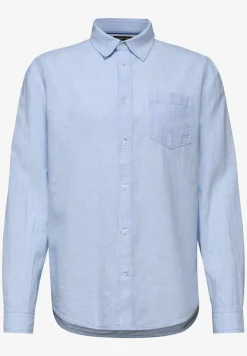 Chemise à manches longues en lin mélangé