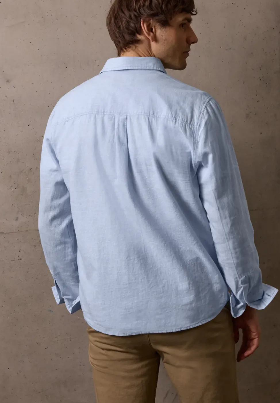 Chemise à manches longues en lin mélangé