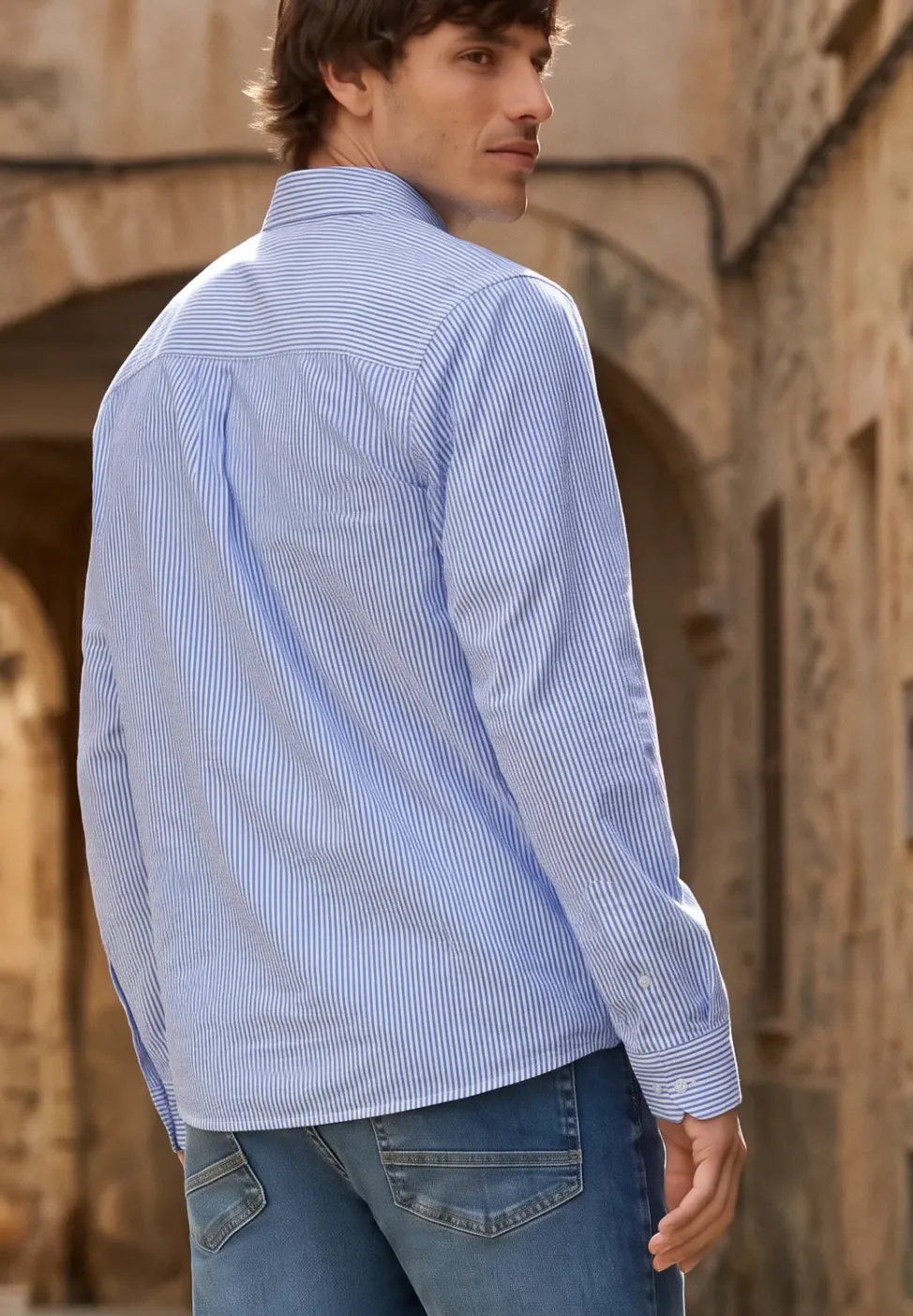 Chemise manches longues en seersucker