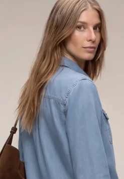 Chemisier à manches 3/4 en look denim