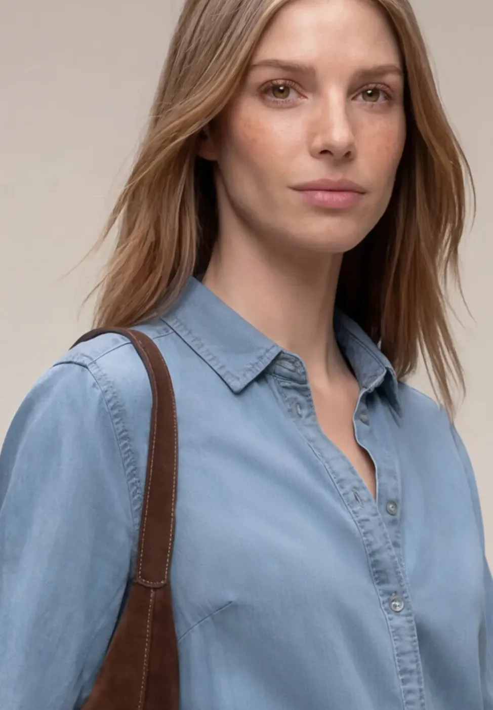 Chemisier à manches 3/4 en look denim