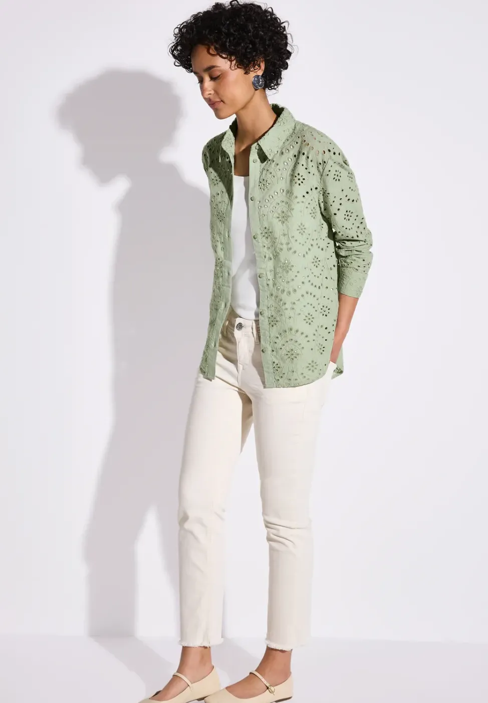 Chemisier avec broderie ajourée