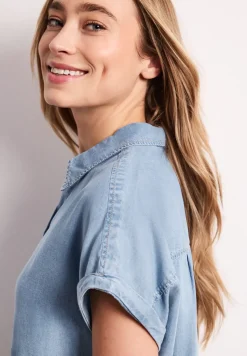 Chemisier dropped shoulder au look denim