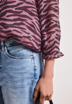 Chemisier manches 3/4 col rond en chiffon