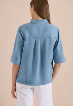 Chemisier à manches courtes en look denim
