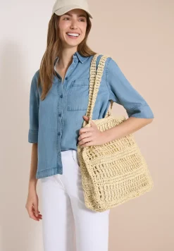 Chemisier à manches courtes en look denim
