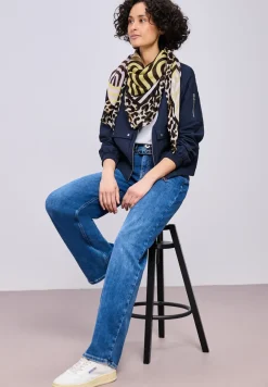 Foulard rayé avec détails léopard