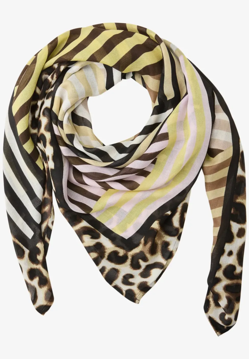 Foulard rayé avec détails léopard