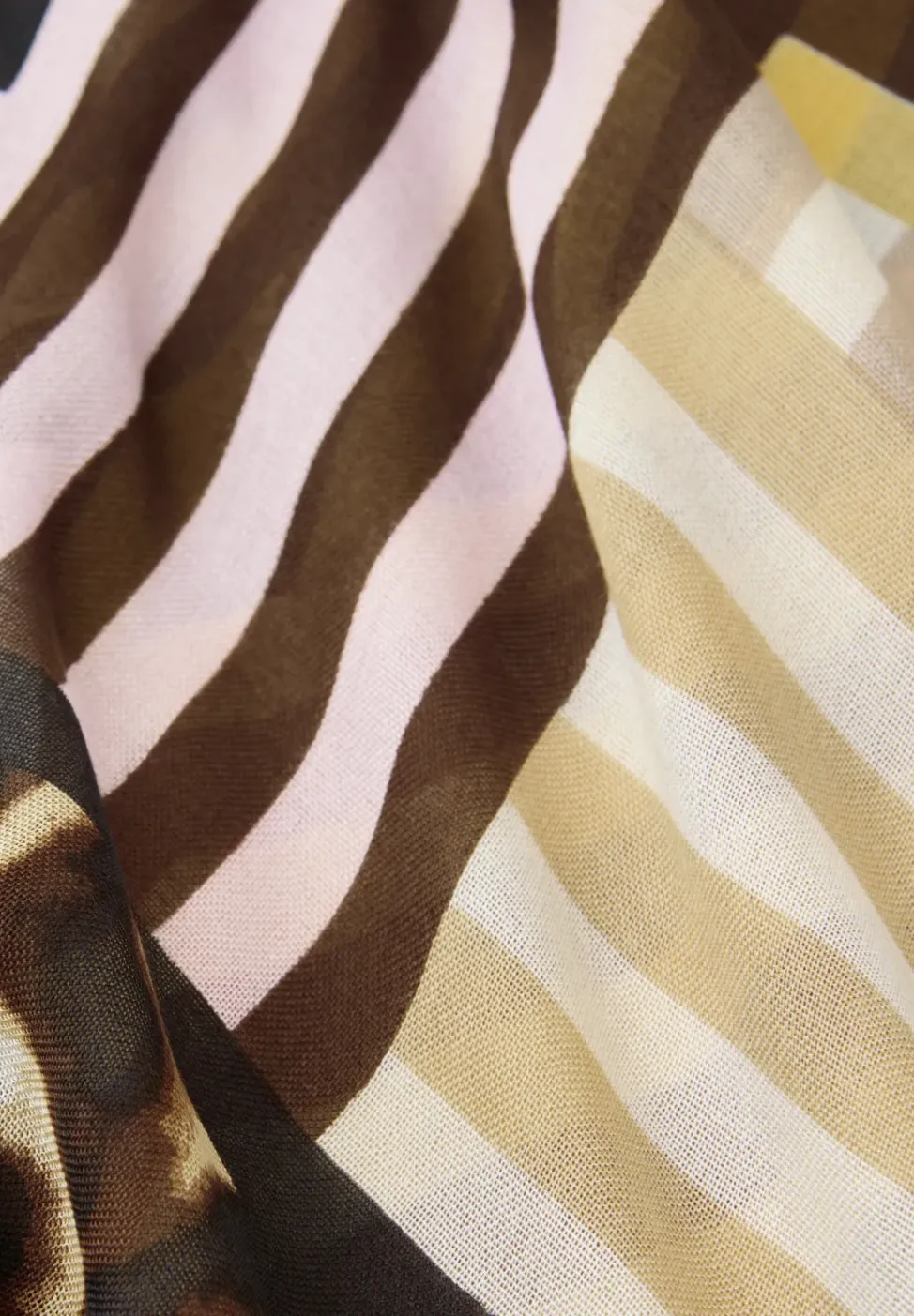 Foulard rayé avec détails léopard