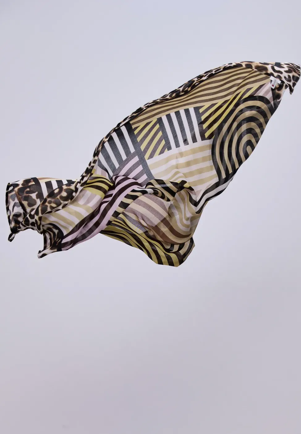 Foulard rayé avec détails léopard