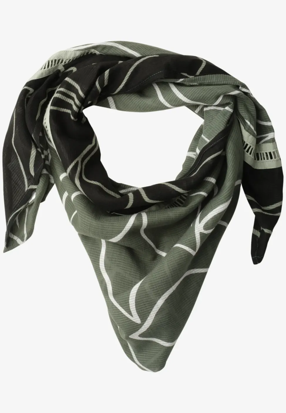 Foulard triangulaire avec impression de feuilles