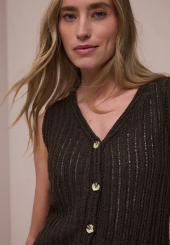 Gilet avec col en V et patte de boutonnage
