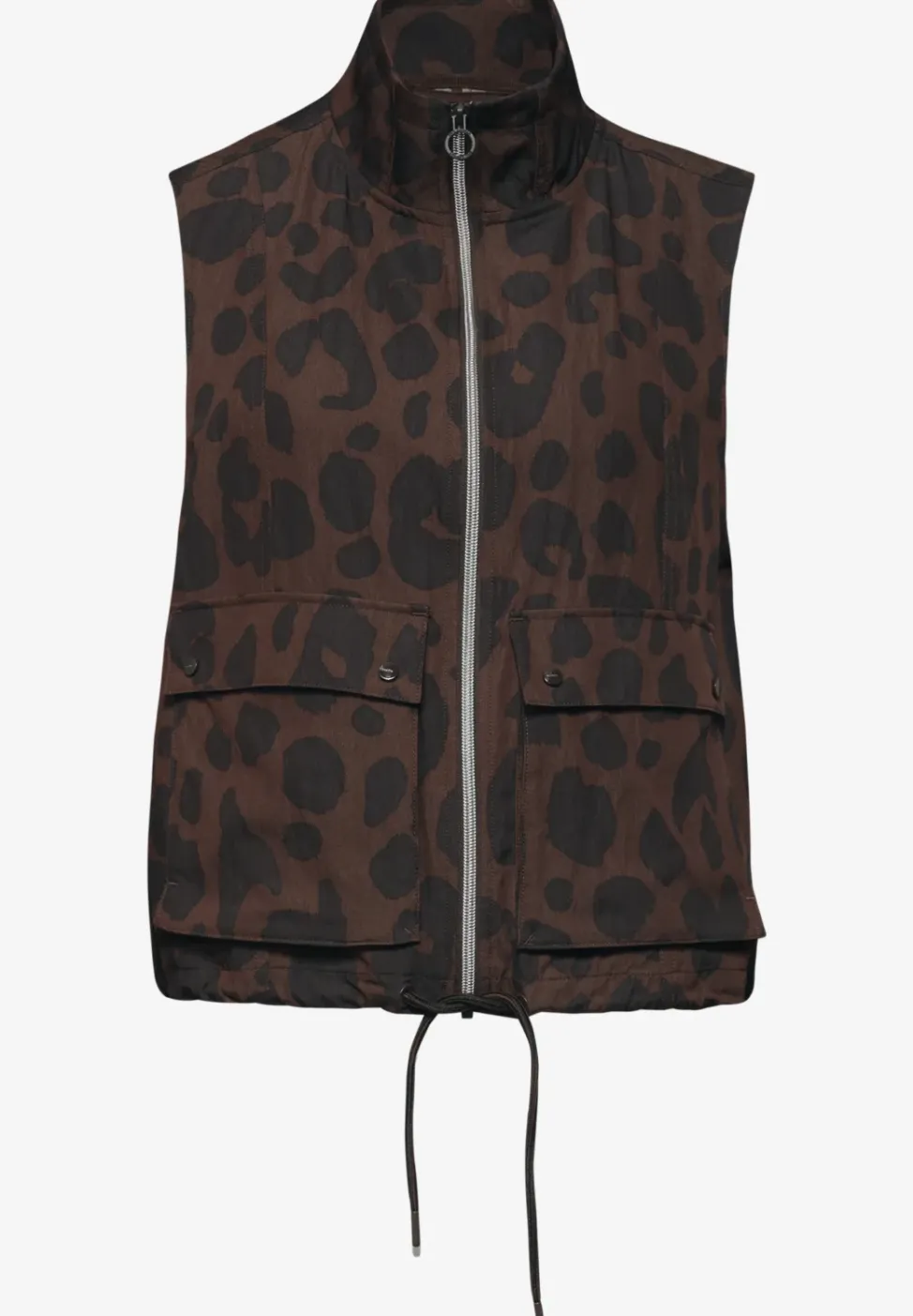 Gilet avec col montant et motif léopard