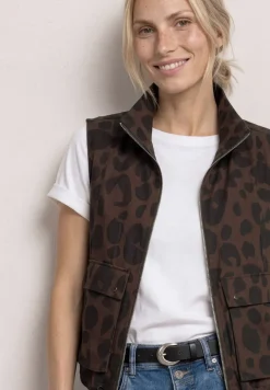 Gilet avec col montant et motif léopard