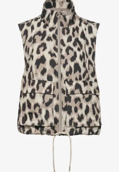 Gilet avec col montant et motif léopard