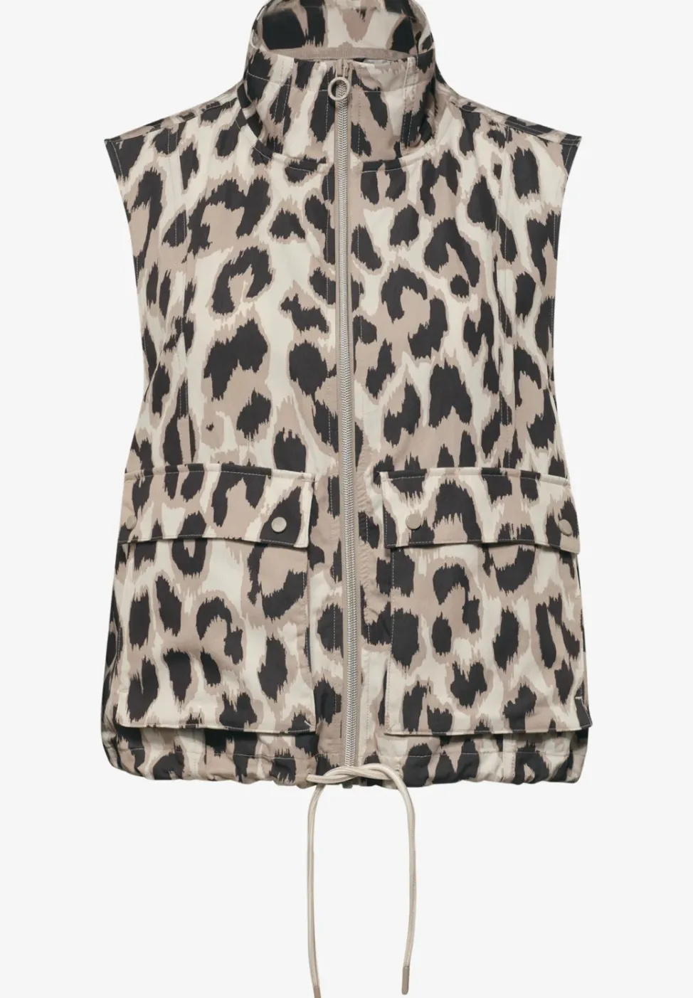 Gilet avec col montant et motif léopard