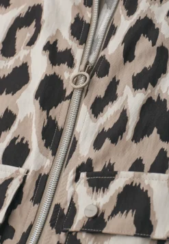 Gilet avec col montant et motif léopard