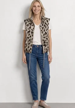 Gilet avec col montant et motif léopard