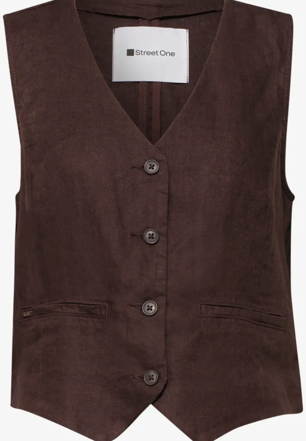 Gilet en lin à col V et boutons