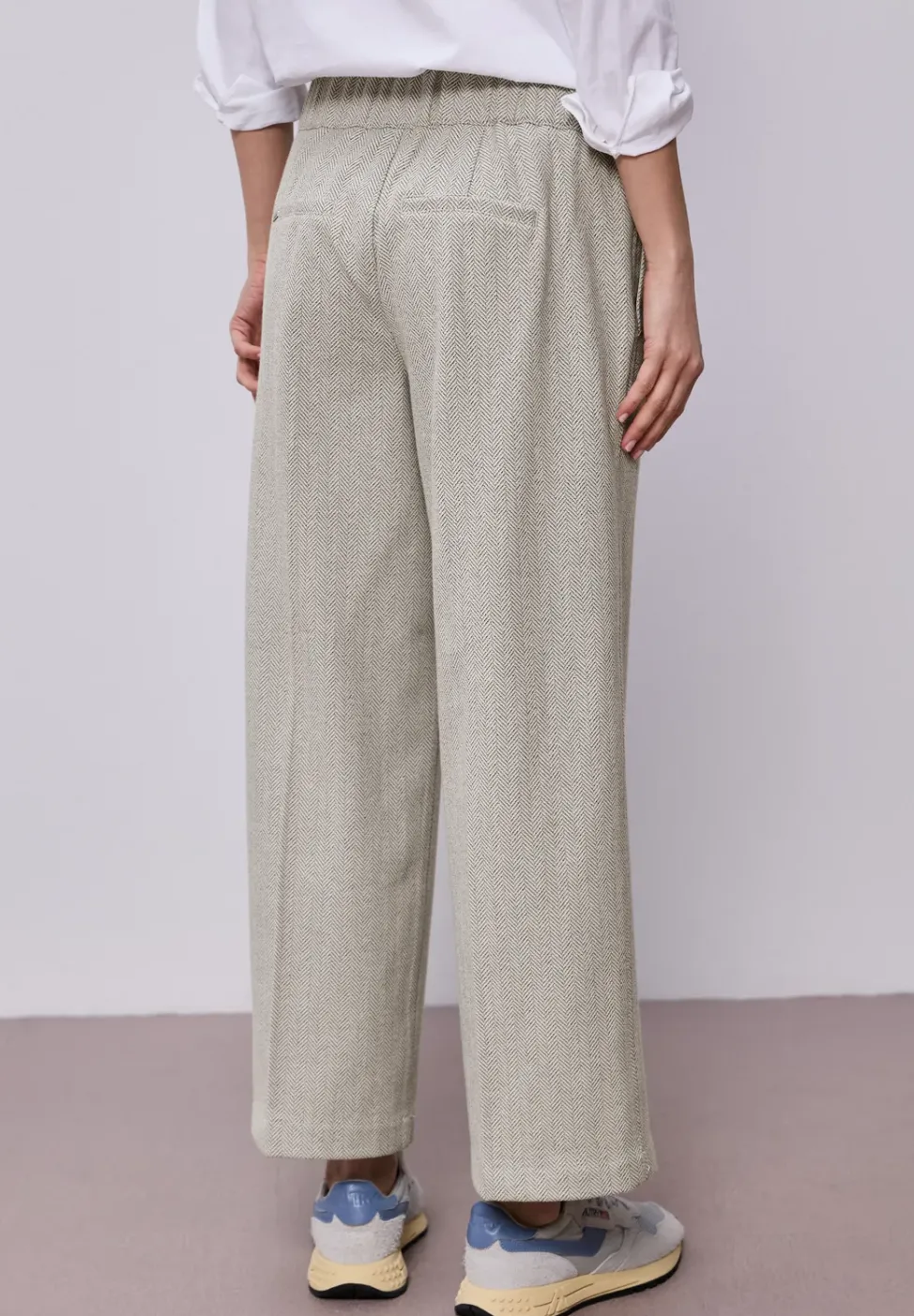 High Waist Pantalon à jambes larges avec détails de boutons