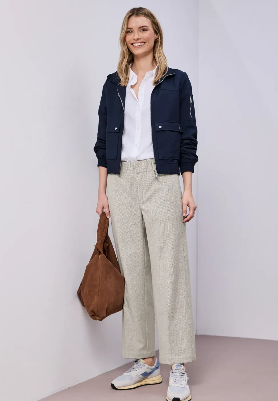 High Waist Pantalon à jambes larges avec détails de boutons