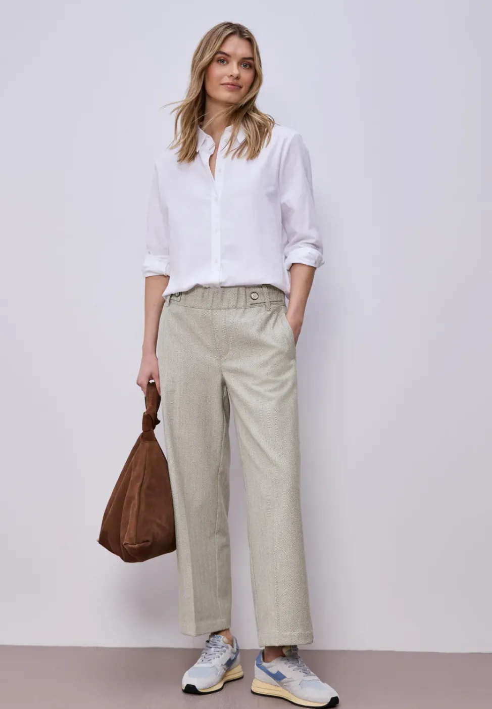 High Waist Pantalon à jambes larges avec détails de boutons
