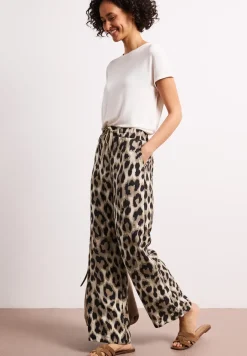 High Waist Pantalon à jambes larges avec imprimé léopard