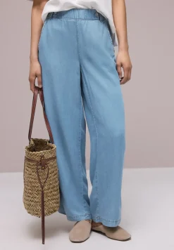 High Waist Pantalon à jambes larges avec détails de boutons