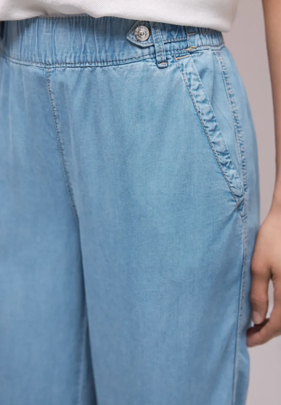 High Waist Pantalon à jambes larges avec détails de boutons