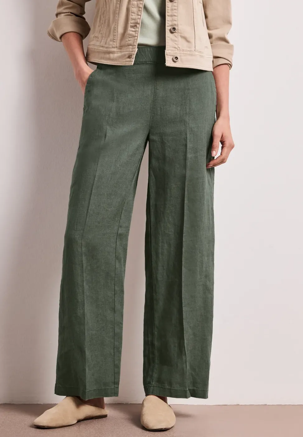 High Waist Wide Leg Pantalon en lin