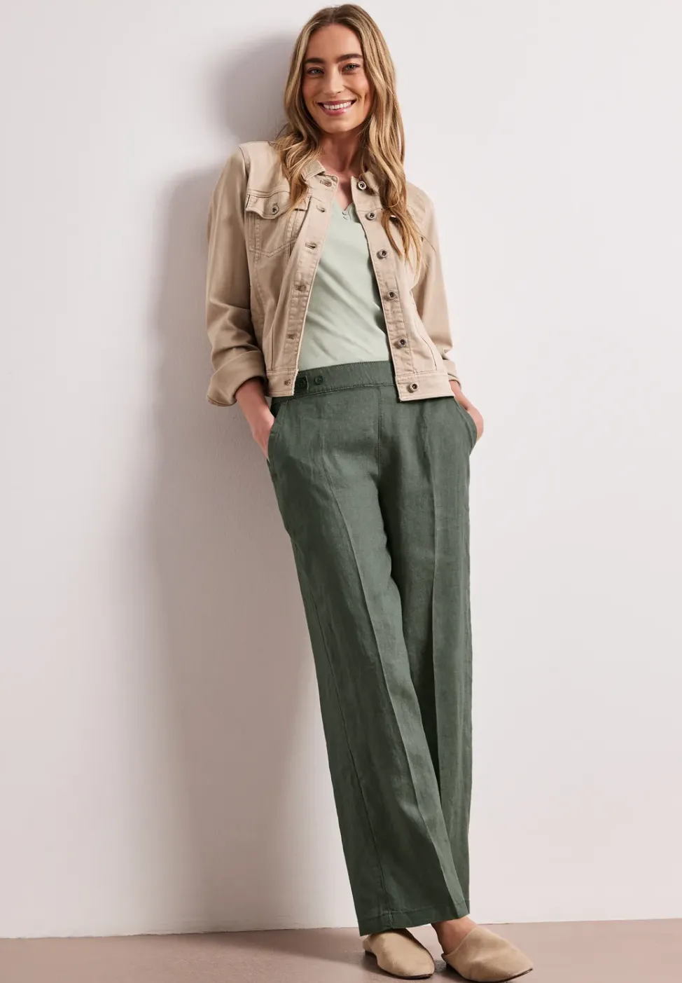 High Waist Wide Leg Pantalon en lin