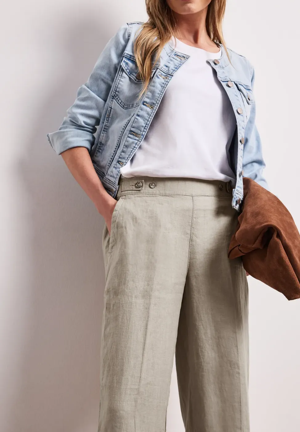 High Waist Wide Leg Pantalon en lin