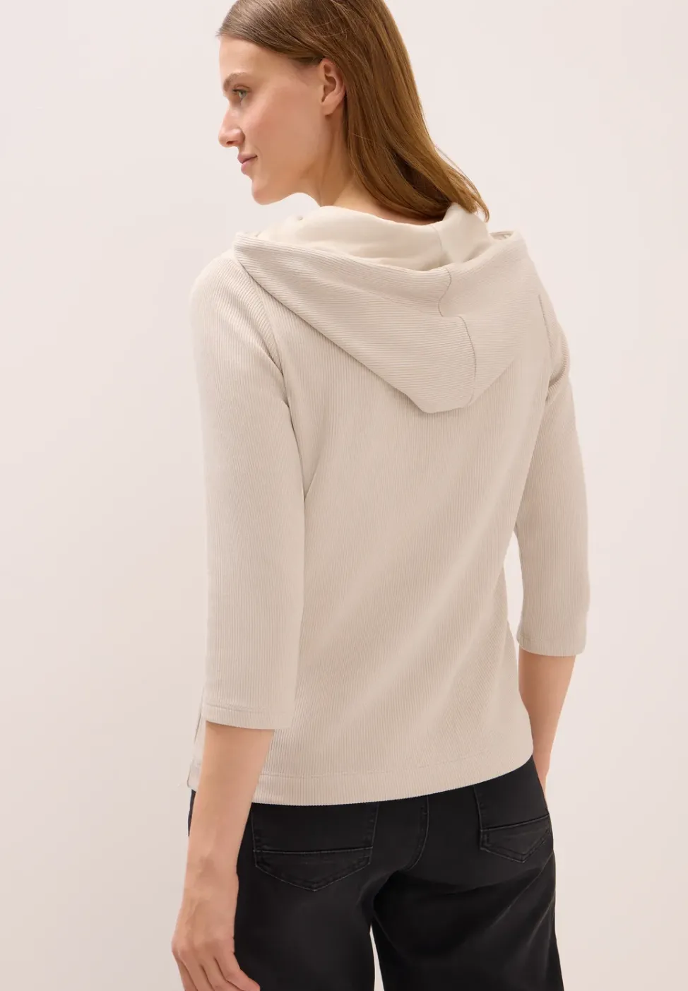 Hoodie shirt en structure côtelée