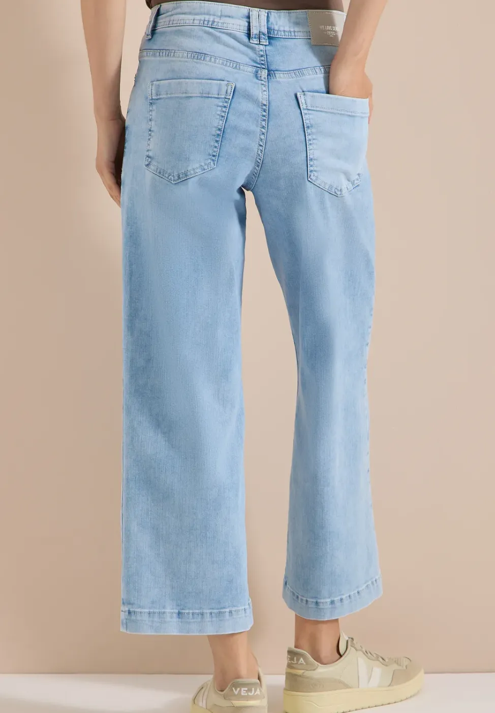 Jean 7/8 taille haute, coupe loose